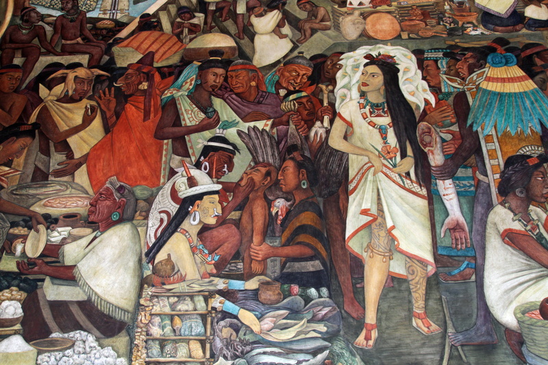 market, female likeness, famous, art and craft, religion, craft, belief, abundance, indoors, creativity, retail, no people, mural, mexican, full frame