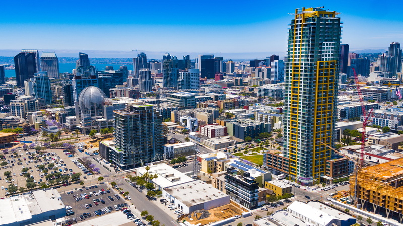 office building exterior, building exterior, apartment, no people, built structure, ocean, 4K, travel destinations, cityscape, tall - high, building, city