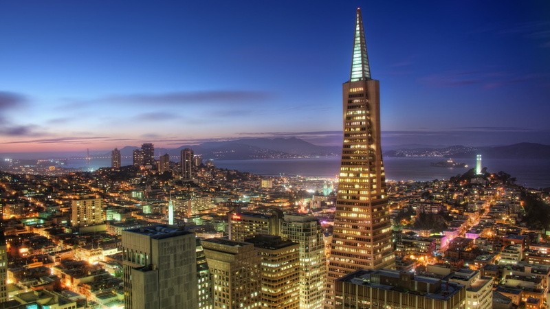 1080P, outdoors, sky, financial district, cityscape, USA, crowded, city, office building exterior, built structure, landscape, travel destinations, building exterior