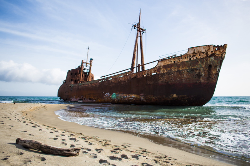 peloponnese, lonesome, ocean, sailboat, sea, no people, nautical vessel, land, ship, waves, mode of transportation, water, shipwreck, sand, deterioration