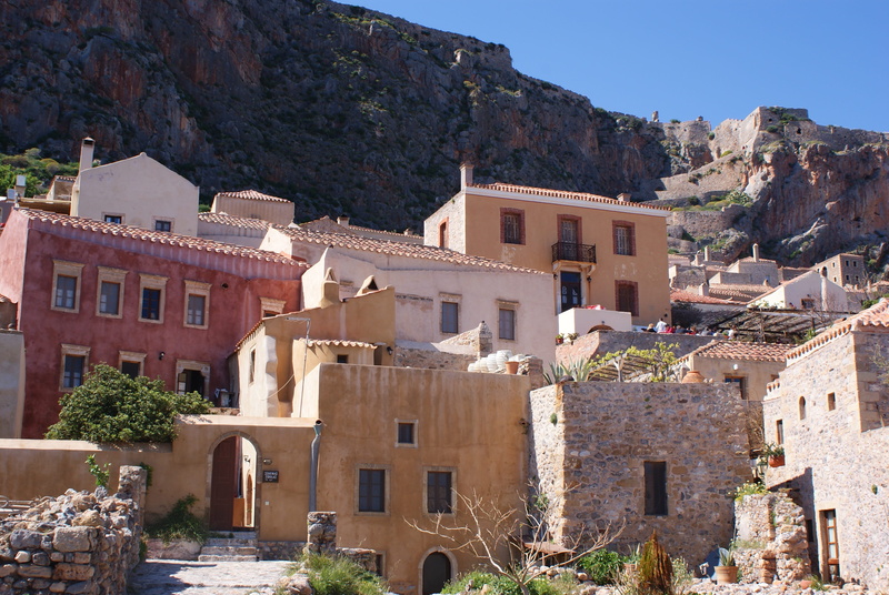 townscape, nature, greece, rock, solid, no people, residential district, lakonia, mountain, town, city, building, village, peloponnese, sky, plant, built structure