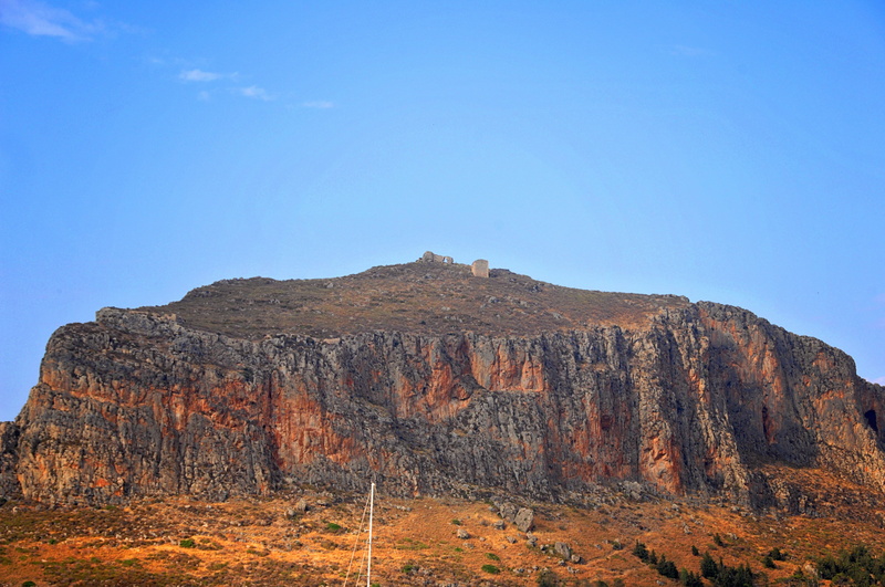 clear sky, landscape, formation, monemvasia, non-urban scene, ge, travel destinations, semi-arid, peloponnese, travel, scenics - nature, blue, beauty in nature