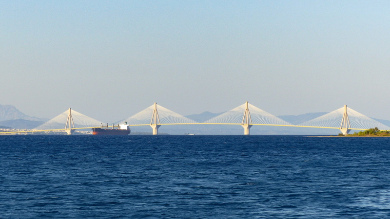 travel, greece, connection, engineering, water, travel destinations, bridge, sea, trikoupis, blue, clear sky, built structure, copy space, shrouds, outdoors