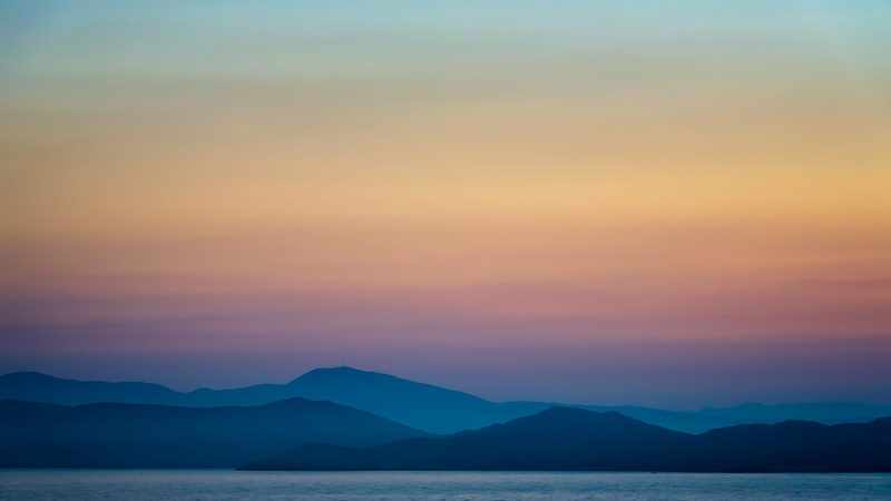 beauty in nature, greece, no people, scenics - nature, mountain, sunset, tranquil scene, tranquility, 5K, hill, non-urban scene, orange color, romantic sky
