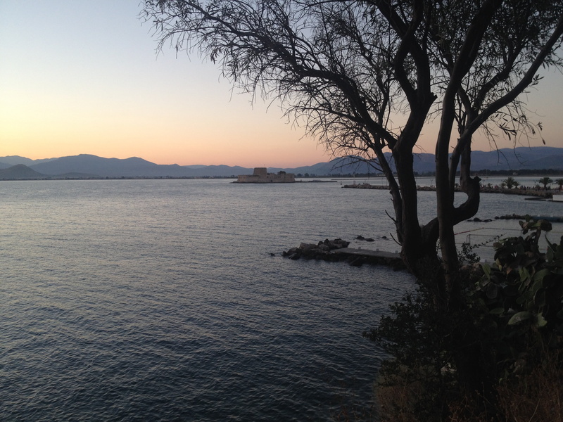 clear sky, greece, tree, scenics - nature, tranquility, water, nature, no people, idyllic, beauty in nature, land, nafplion, outdoors, sea, sky, peloponnese