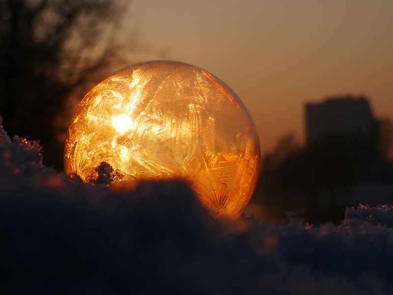 focus on foreground, sunset, ice-bag, silhouette, cold, sky, afterglow, glass, shape, dark, frost, design, nature, ball, ice, building exterior, night