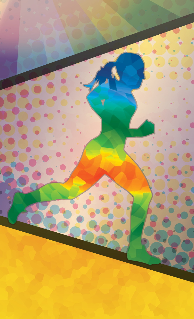 pattern, indoors, females, multi colored, childhood, running, one person, real people, crystalline background, standing, floral pattern, running girl, yellow