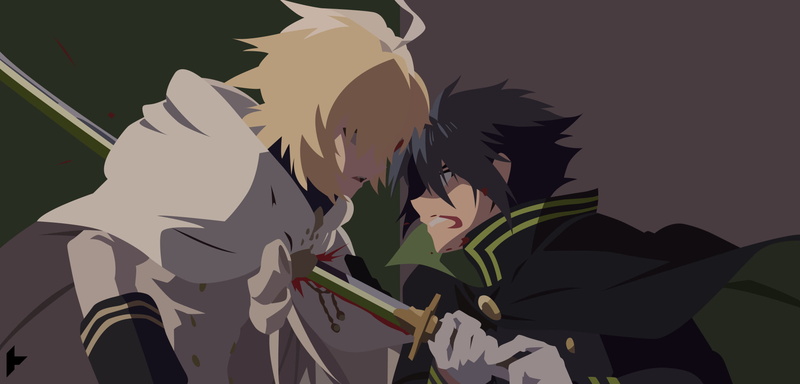 Mikaela Hyakuya, Blood, 1080P, Anime, Boy, Seraph of the End, Sword, Minimalist, Yūichirō Hyakuya, Weapon