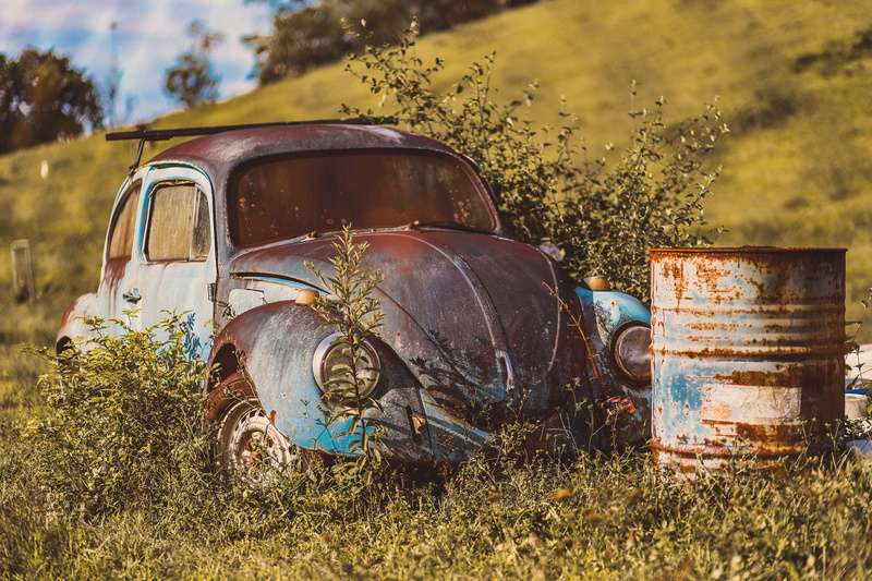 trees, junkyard, deterioration, marsilac, decline, land, old, field, motor vehicle, beetle, run-down, day, transportation, no people, car, damaged, serjosoza