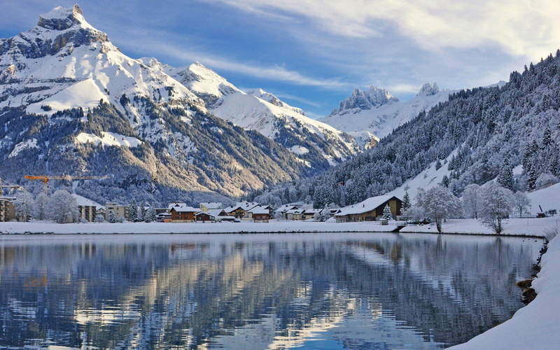 mountains, picture, 2K, nature, lakes, snow, landscapes, gallery