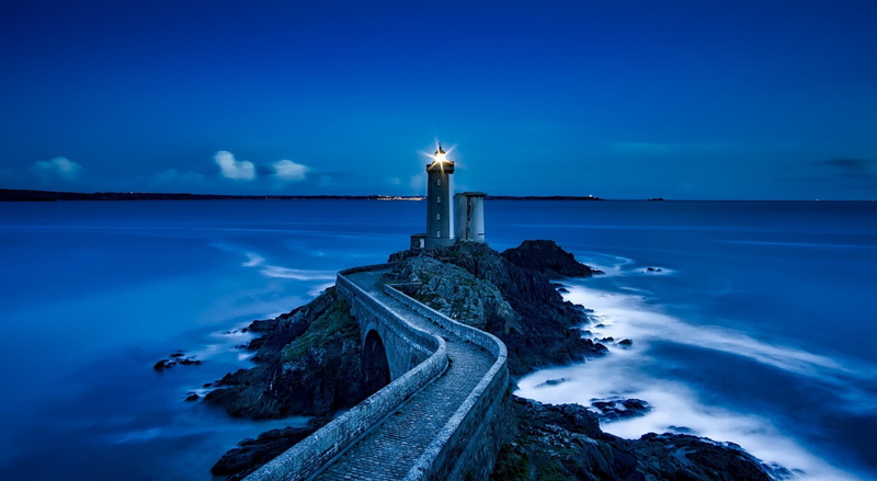 guidance, direction, Beach, body, Plouzane, Water, beauty in nature, architecture, France, scenics - nature, Shore, Blue, Lighthouse, Petit Minou, Nature