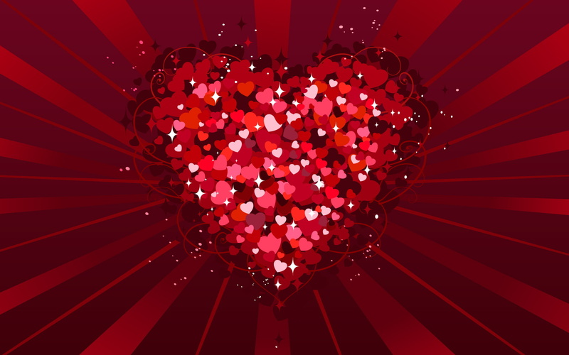 red, 1080P, heart, decor, hearts, millions, sequin