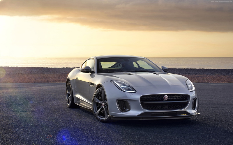 horizon, roadster, land vehicle, Jaguar F-TYPE, reflection, best cars, sunset, mode of transportation, beach, sky, transportation, luxury, nature, 2K