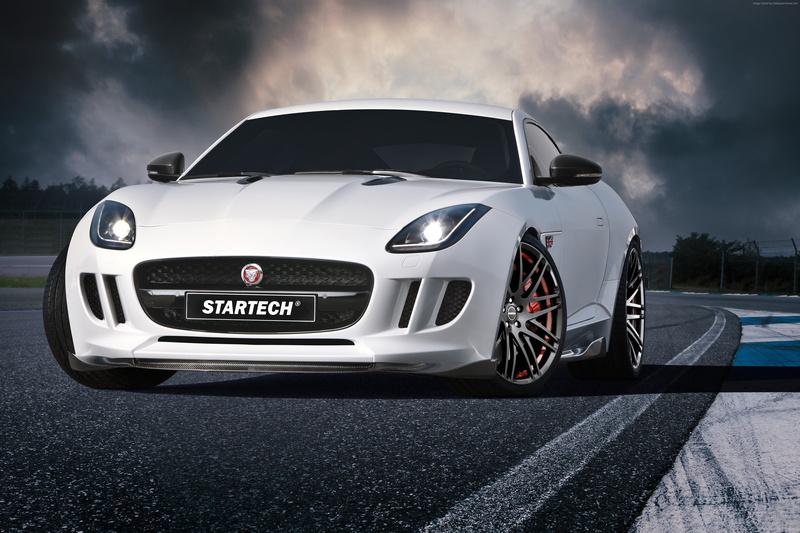 coupe, startech., jaguar F type, white, 4K