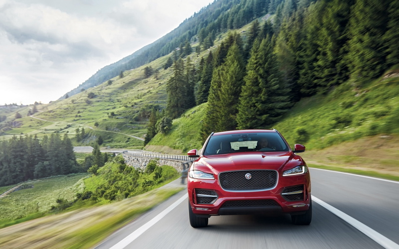 jaguar, mountain, pace, f, 2K, red car, road, jaguar f pace, red, car