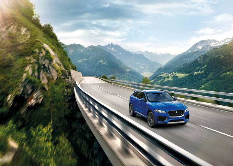 crossover, jaguar f-pace, jaguar, movement, mountains, bridge, 4K