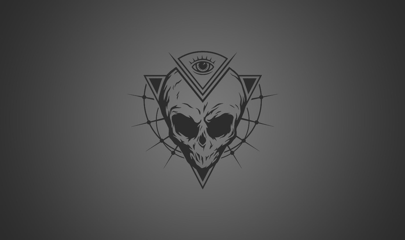 Triangle, skull, Aliens, The all seeing eye, 720P, eyes, Simple Background