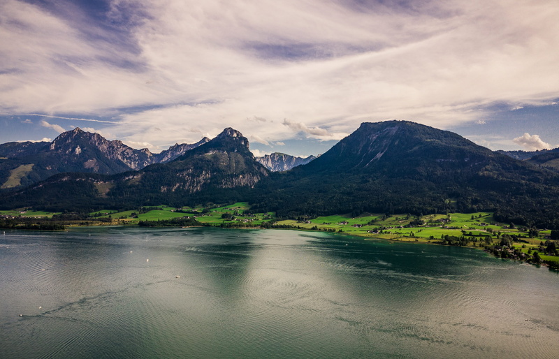 alps, green, saint wolfgang im salzkammergut, rock, forest mountains, sky, environment, tranquility, scenics - nature, mountain range, summer, austria