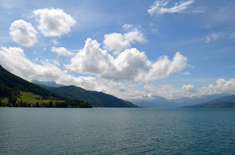 mountain, nature, tranquil scene, scenics - nature, non-urban scene, clouds, mountain range, day, waterfront, austria, water, idyllic, alpine, lake, no people