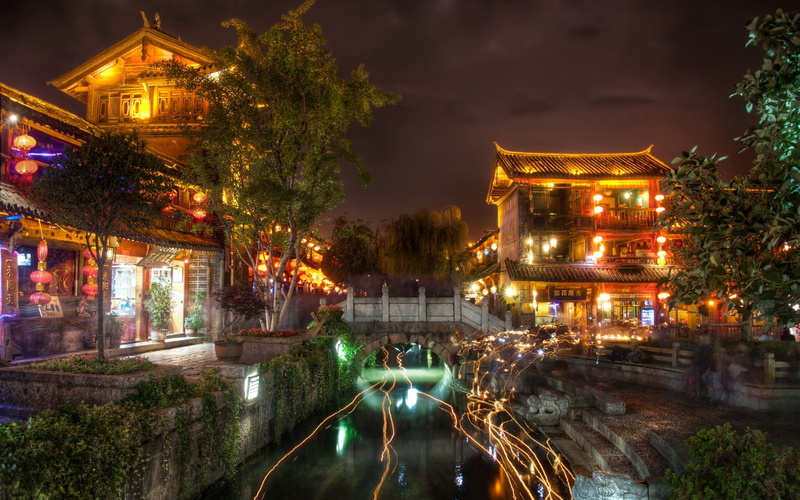 720P, night, city, ancient, lijiang
