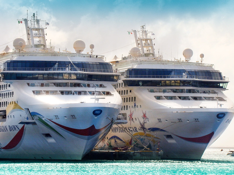 sky, cruises, vacations, cloud - sky, nautical vessel, freight transportation, white, cozumel, industry, two, marina, island, wealth, nature, ship, mexico