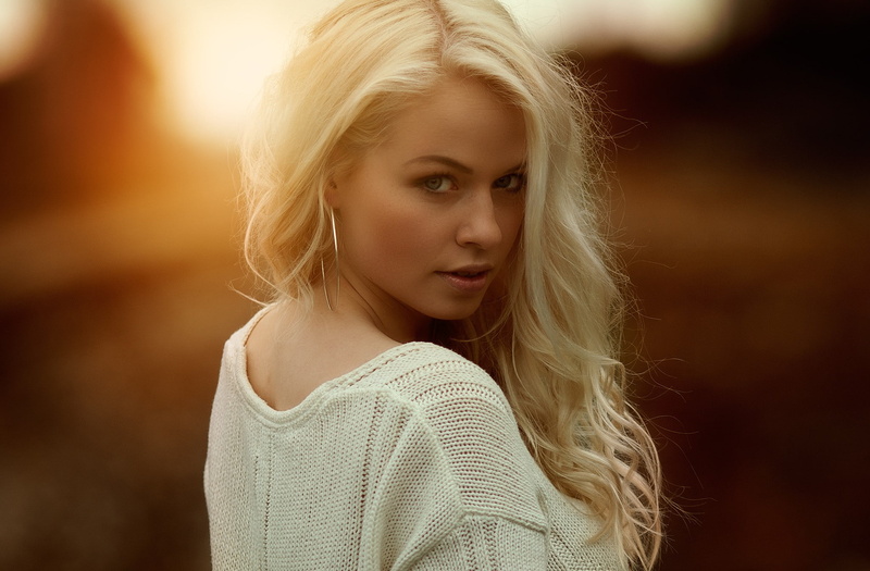 sunset, women, Anniina Kangas, portrait, blonde, 1080P, face