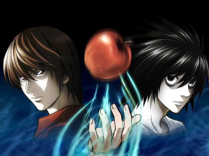 x, anime, art, death note, 480P, hd, note, death, apples