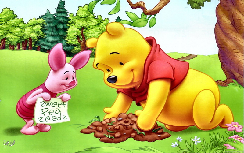 planting, piglet, flowers, 1080P, hd, pooh, winnie