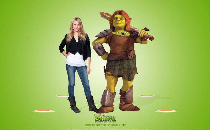 females, togetherness, diaz, women, front view, cameron diaz as princess fiona, princess fiona, princess, green background, cover, fiona, cameron, standing