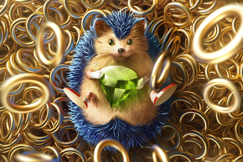 1080P, Ring, Sonic, Fan Art, VG Beauty : Sonic the Hedgehog, Sonic The Hedgehog, Art, The game, Game Art, by Giselle Almeida, Rings, Diamond, Creatures