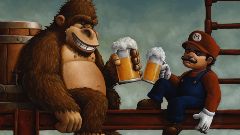 donkey, 1080P, mario, beer, art, heroes, kong, donkey kong