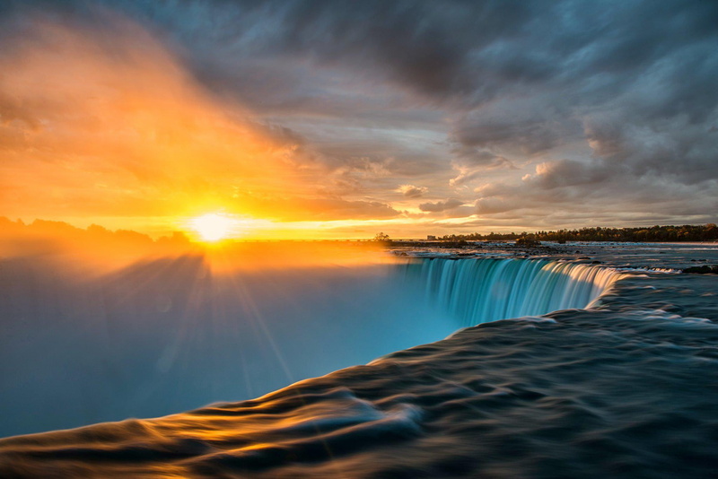 gallery, sunrise, niagara, sun, waterfalls, rays, photo, 1080P, waterfall