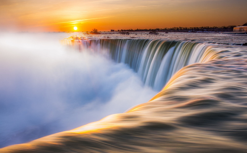 1080P, winter, morning, the sun, Canada, river, Niagara Falls, Niagara