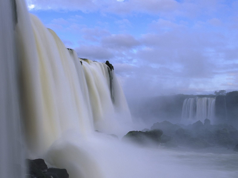 beauty In Nature, falls, nature, blue, flowing, river, cloud - sky, water, majestic, power in nature, white color, 720P, landscape, long exposure, awe
