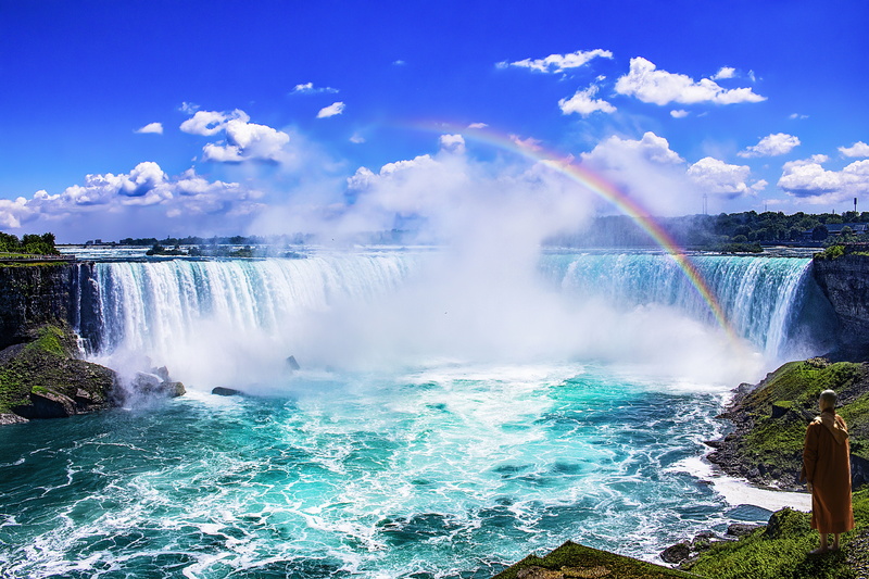 ontario, beauty in nature, splashing, 5K, waterfalls, sky, landscape, solid, waterfall, turquoise colored, niagara, travel, flowing, tourism, motion, scenics - nature