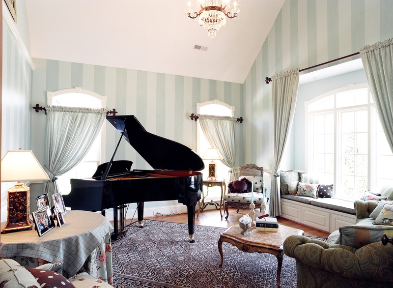 center, expressing, living room, lighting equipment, table, music, curtain, wooden, piano, window, home interior, no people, day, luxury, chair, near, grand