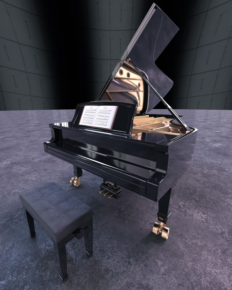 piano keyboard, grand, keys, 4K, musical instrument, flooring, music, abandoned, instrument, furniture, grand piano, concert, chair, technology, wing