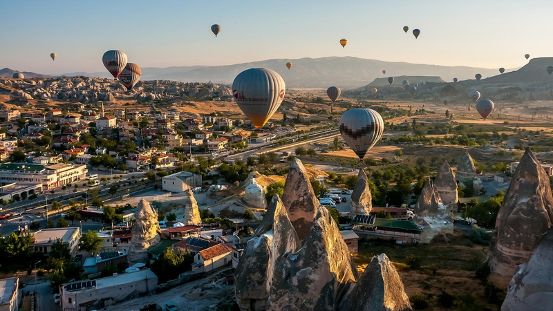 city, balloons, white, photography, 1920x1080, ballonn, hot, air, balloon, 1080P