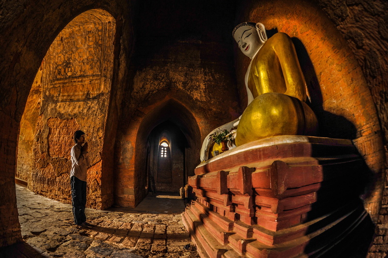 myanmar, landscape, spirituality, religion, place of worship, architectural column, 4K, building, man, front, ancient civilization, ancient, arch, history