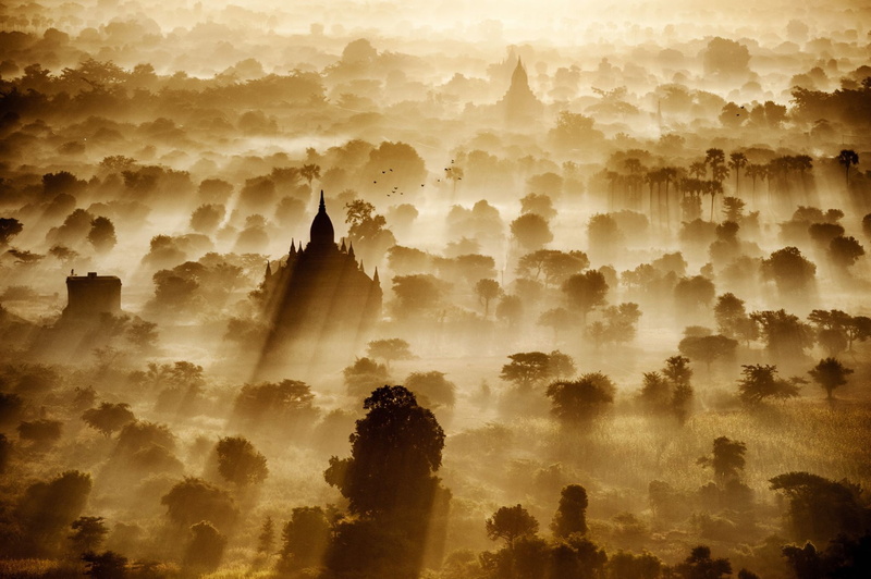 Bagan, Sun Rays, Temple, 1080P, artwork