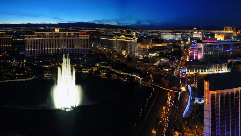 fountain, Las Vegas, high angle view, city, 1080P, architecture, cityscape, outdoors, hotel, skyscraper, city life, nature, residential district, sky