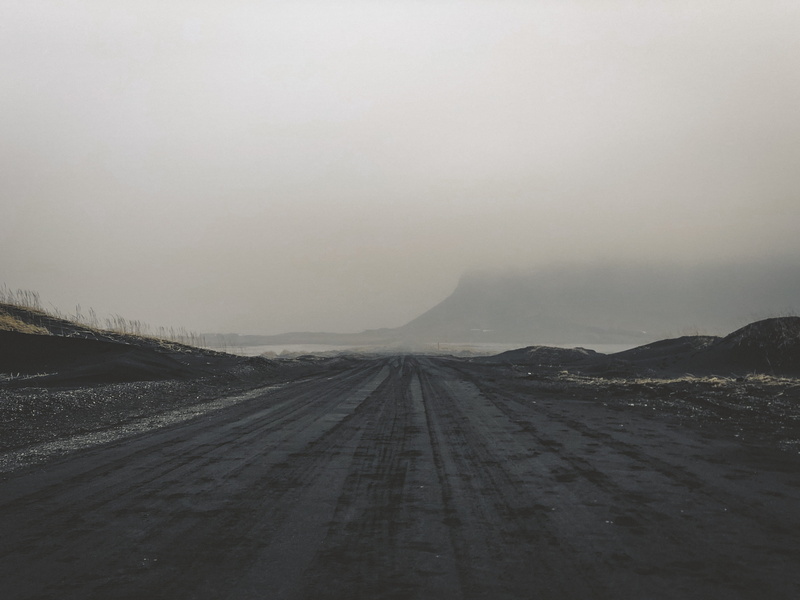 diminishing perspective, nature, day, surface level, direction, sky, beauty in nature, road, iceland, 4K, no people, fog, scenics - nature, winter, tranquility