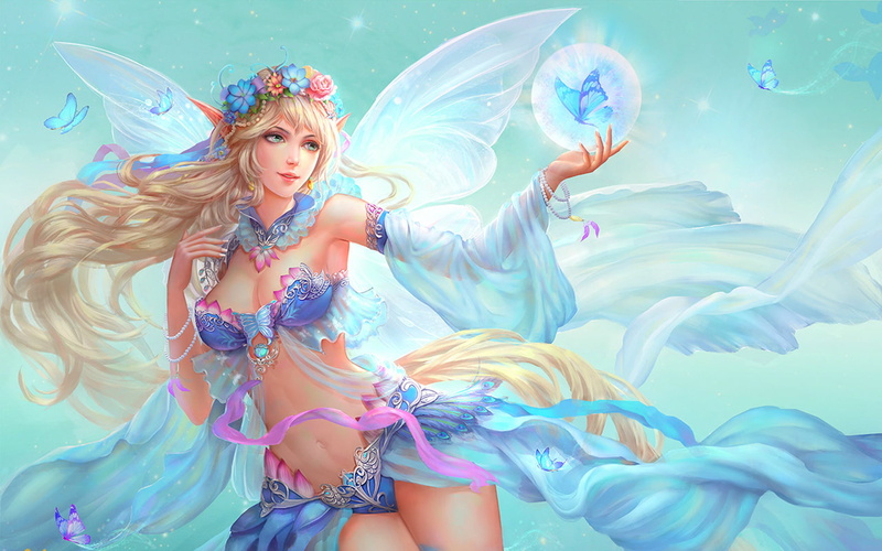 art, blue, d, hd, abstract, 1080P, fantasy, girl, woman