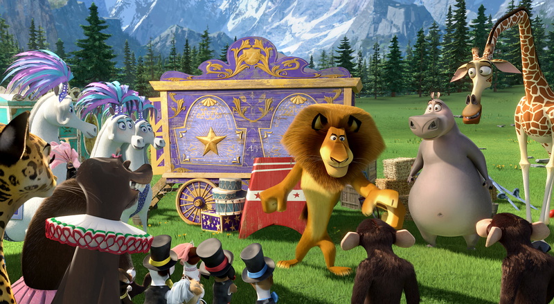 animals, art and craft, day, representation, architecture, multi colored, circus, MADAGASCAR 3, tree, madagascar, plant, movie, nature, creativity, religion