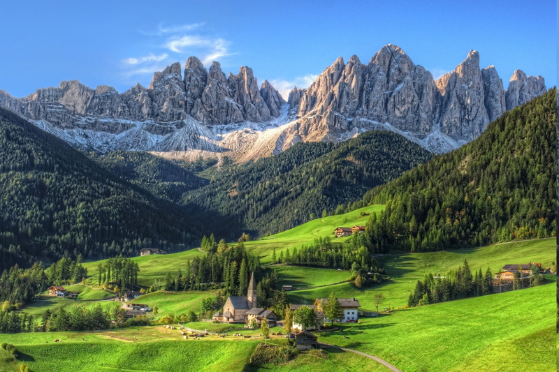 mountain village summer forest tyrol grass nature landscape green morning, 1080P