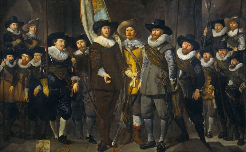 The company Captain and Lieutenant. Amsterdam, oil, Thomas de Keyser, canvas, 1080P, picture, portrait