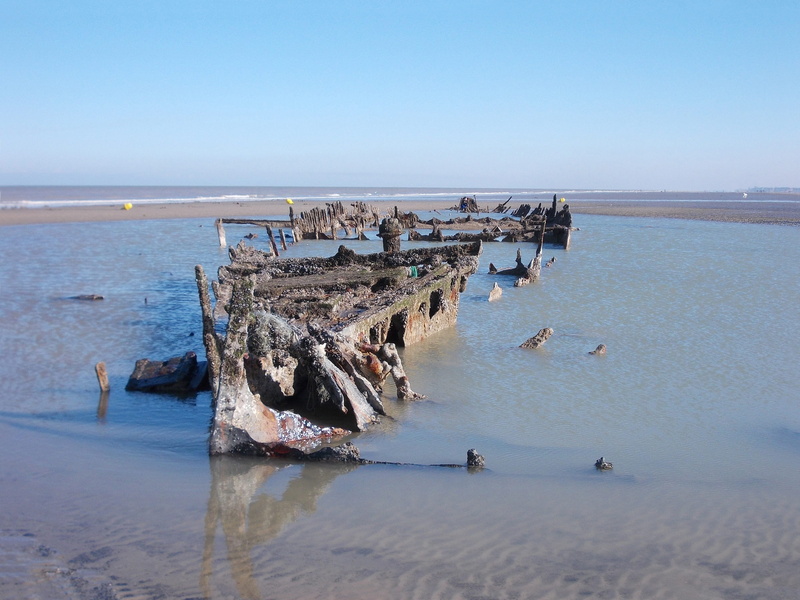 devonia, no people, Wreck, clear sky, horizon over water, land, Boat, sky, Ship, Beach, Heritage, tranquility, rock - object, nature, beauty in nature