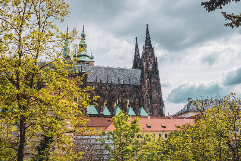 bridge, travel destinations, abbey, building exterior, urban, city, day, spire, steeple, metropolis, nature, religion, sky, built structure, 5K, town