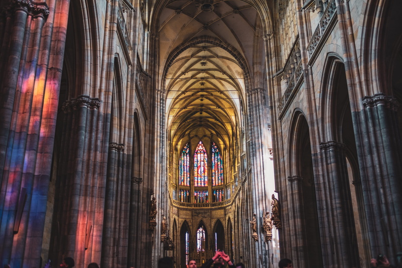 belief, day, travel destinations, human, aisle, ceiling, person, church, apse, weather, architectural column, old buildings, altar, glass, arched, cloud