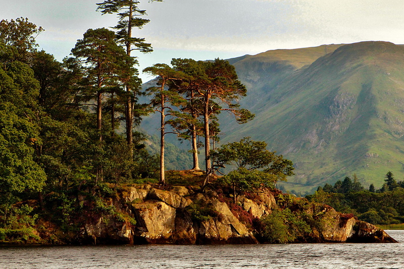 Ullswater, shore, mountains, trees, stones, Cumbria, 1080P, UK, lake